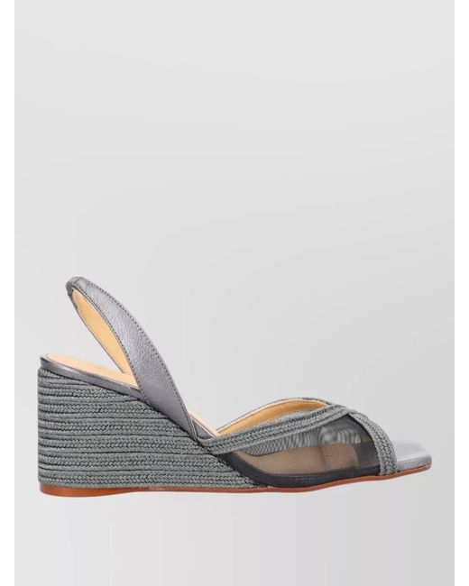Castaner Blue Betty Espadrille Slingback Block Heel Mesh