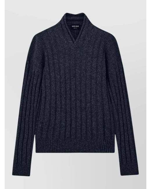 Giorgio Armani Blue V Neck Sweater Long Sleeves Regular Fit for men