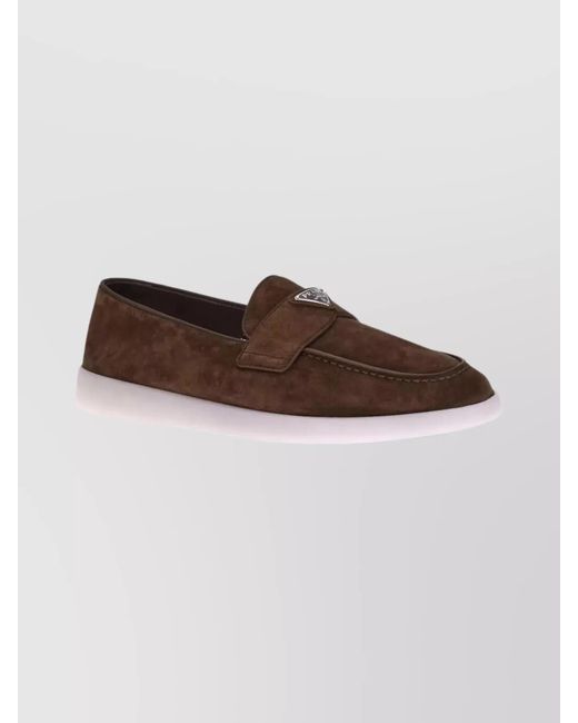 Prada Brown Suede Loafers for men