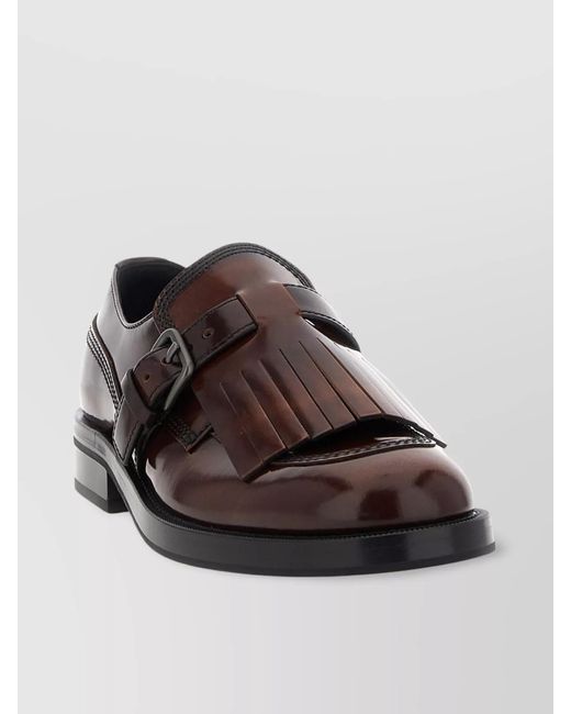Church's Brown Leather Fringe-Detail Lace-Up Shoes