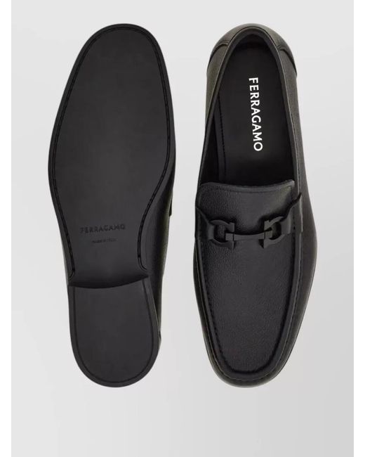 Ferragamo Black Leather Loafers for men