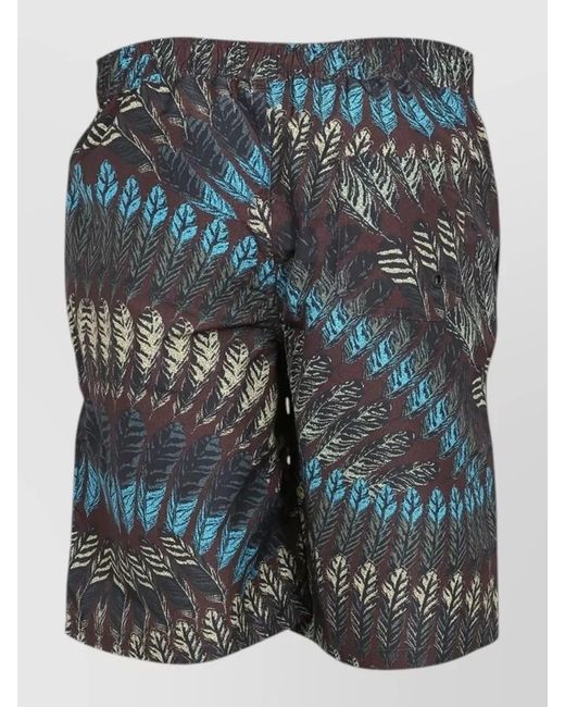 Marcelo Burlon Gray Logo Pattern Swim Shorts Drawstring Waist for men
