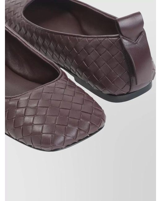 Bottega Veneta Brown Charlotte Intrecciato Leather Ballet Flats