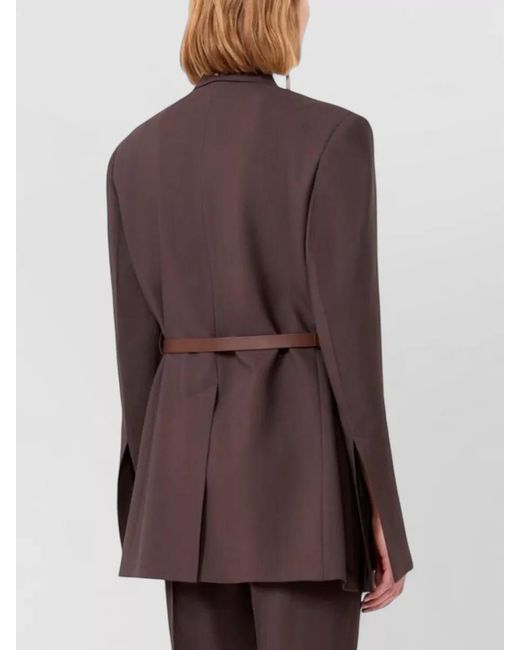 Sportmax Brown Belted Tailored Single Breasted Silk Blazer
