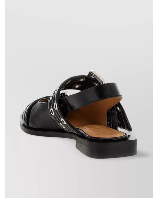 Ganni Multicolor Patent Calfskin Pointed-Toe Slingback Ballerina Shoes