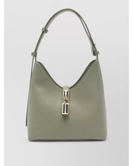 Furla Green Shoulder Bag Adjustable Strap Top Handle
