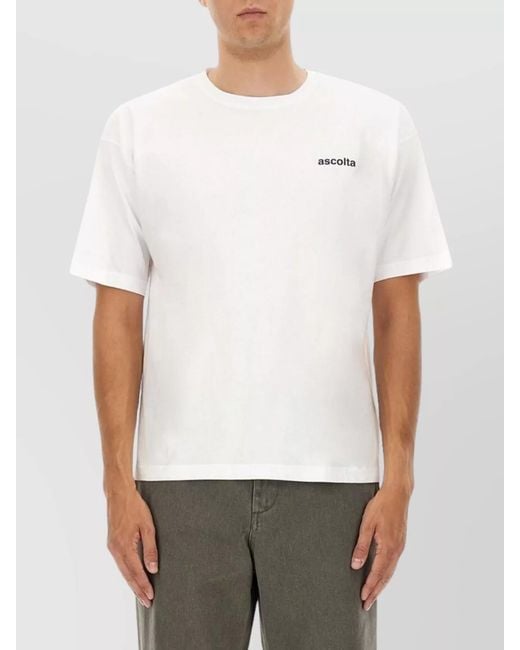 Aspesi White Listen Print Cotton T-Shirt for men