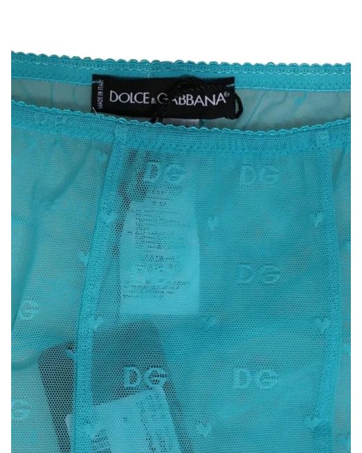 Dolce & Gabbana Blue Logo Print Slim Fit Leggings