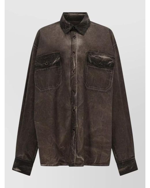 Uma Wang Black Tavis Shirt Long Sleeves Chest Pockets for men