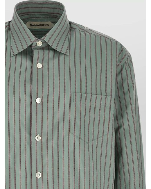 NAMACHEKO Green Colt Long Sleeve Shirt Button Collar Pocket for men