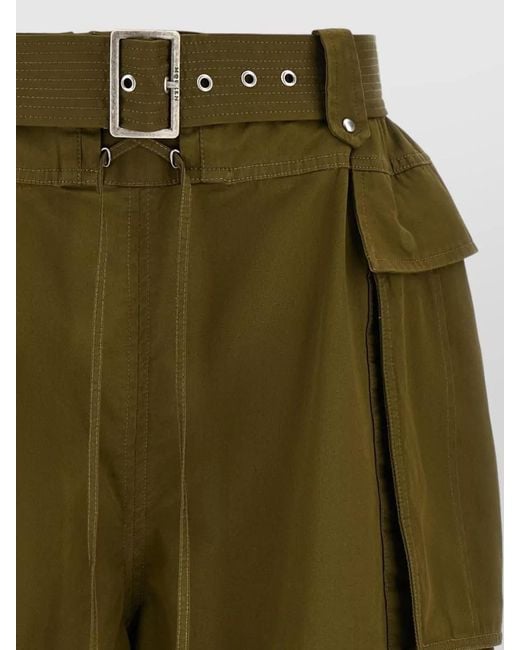 McQueen Green Cargo Shorts Belted Waist Adjustable Straps