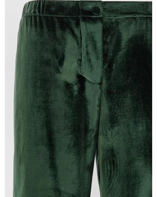 F.R.S For Restless Sleepers Green Velvet Pants Elastic Waistband Button Back Pockets