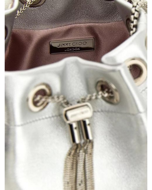 Jimmy Choo Gray Diwali Capsule Bon Bucket Bag Tassel