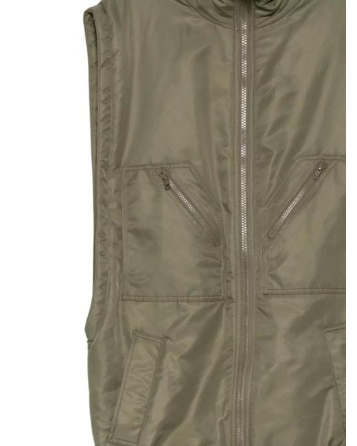 MM6 by Maison Margiela Green Oversized Down Gilet High Neck Design