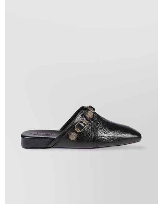 Balenciaga Black Leather Cosy Cagole Slippers