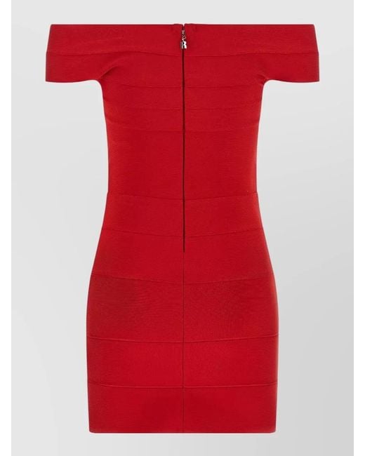 ROTATE BIRGER CHRISTENSEN Red Off Shoulder Band Bodycon Short Dress