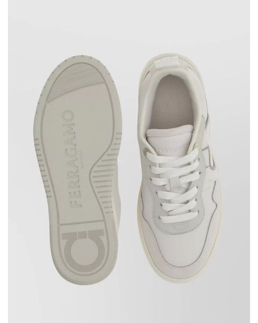 Ferragamo White Leather Low-Top Sneakers