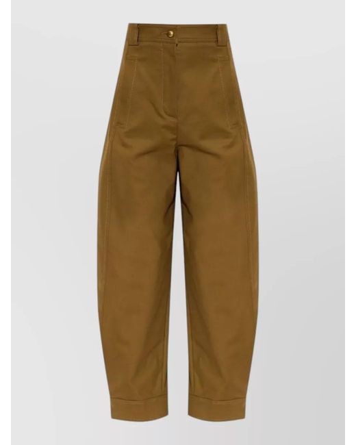 Max Mara Natural High Waist Cuffed Hem Nylon Silk Pants