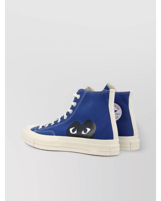 Comme des Garçons Blue Chuck Taylor Hi Top Sneakers With Heart Print