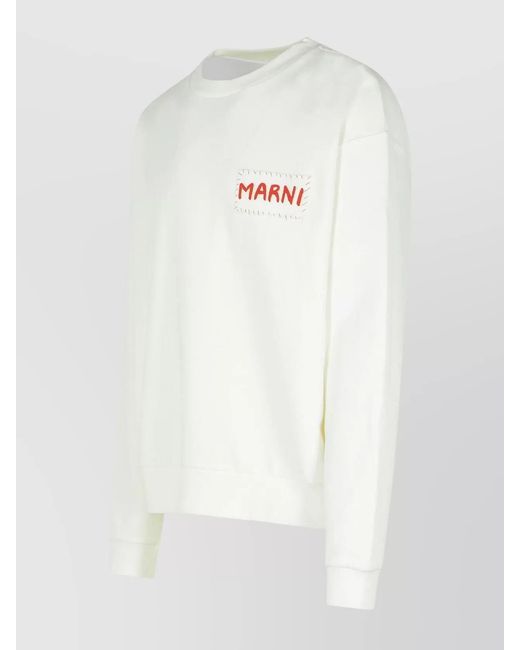 Marni White Cotton Logo Patchwork Sweatshirt for men