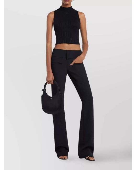 Courreges Blue Cotton Mock-Neck Sleeveless Top