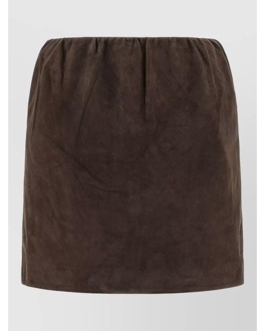 ROTATE BIRGER CHRISTENSEN Brown Suede Fitted Skirt