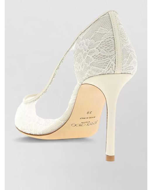 Jimmy Choo White Romy Pumps Pointed Toe Lace Overlay