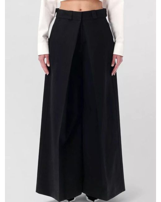 Balenciaga Black High Waist Trousers Wide Leg Belt Loops
