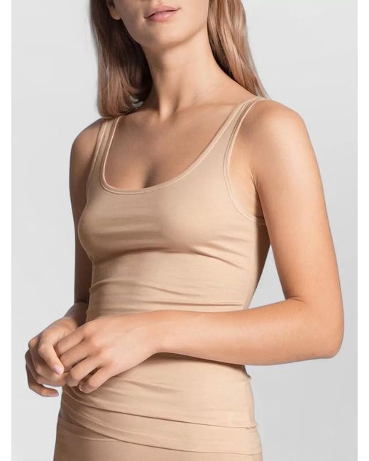 Calida Natural Scoop Neck Sleeveless Stretch Plain Top
