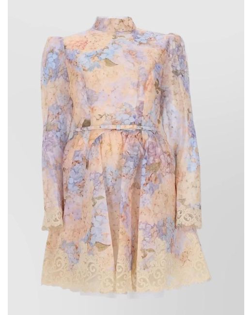 Zimmermann Pink Linen Silk Mini Dress