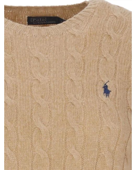 Ralph Lauren Natural Wool Cable Knit Crewneck Sweater