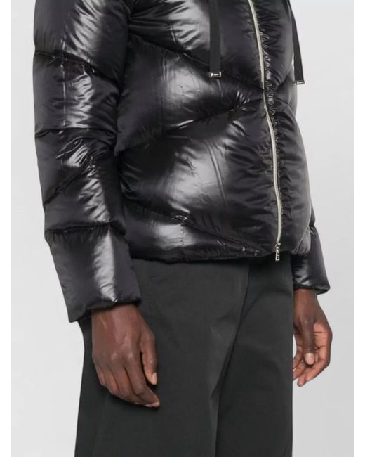 Herno Black Hooded Cropped Down Jacket Casual Style