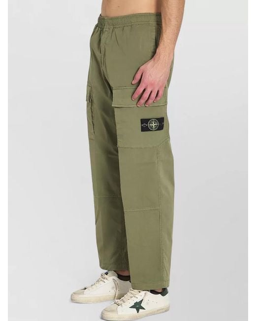 Stone Island Green Cotton Loose-Fit Wide-Leg Trousers for men