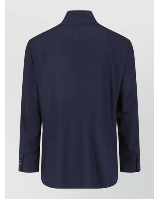 Giorgio Armani Blue Tailored Blazer High Collar Super 160S Wool for men