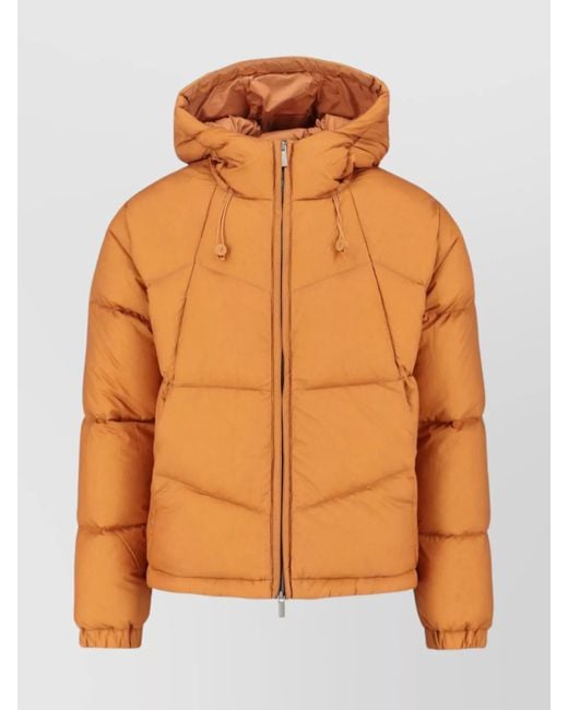 K-Way Orange Down Hooded Puffer Jacket for men