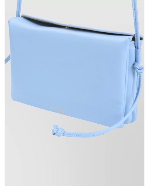 Céline Blue Trio Crossbody Bag Lamb Leather Strap