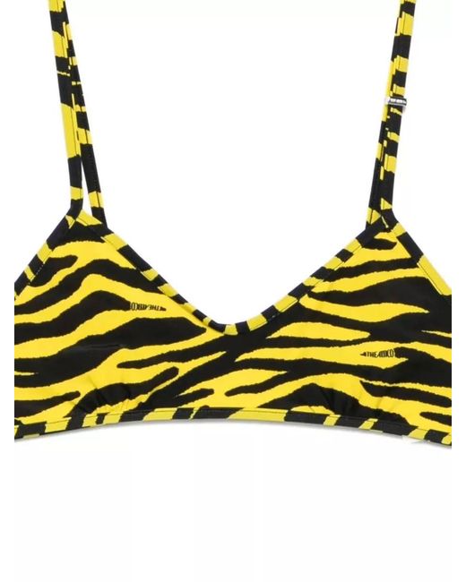 The Attico Metallic Triangle Bra High Waist Stretch Tiger Print