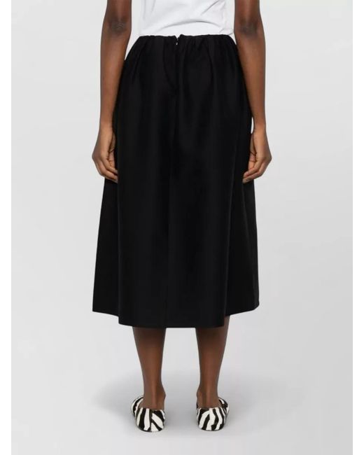 Totême Black Wool A-Line Midi Skirt