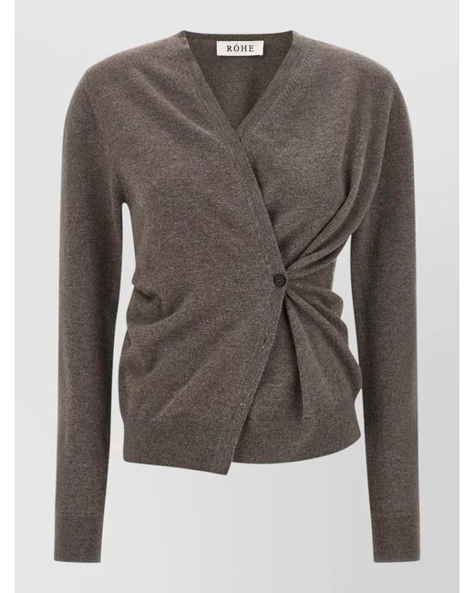 Rohe Gray Twisted Ballet Cardigan V Neck Buttons