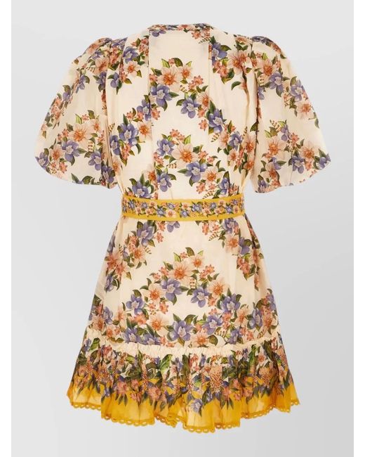 Farm Rio Multicolor Cotton Dress Belted Waist Floral Pattern