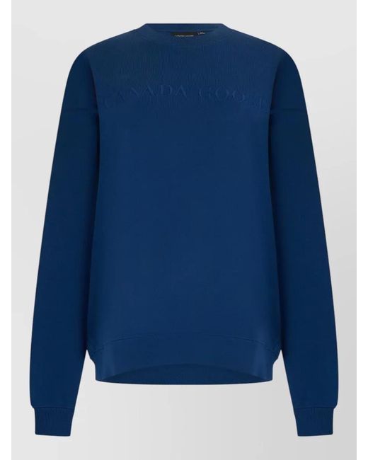 Canada Goose Blue Cotton Logo-Embroidered Hoodie for men