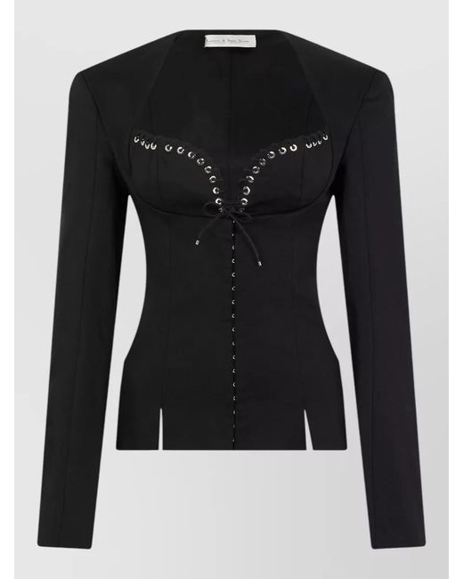 Ludovic de Saint Sernin Black Rebecca Cotton Jacket Eyelet Collar