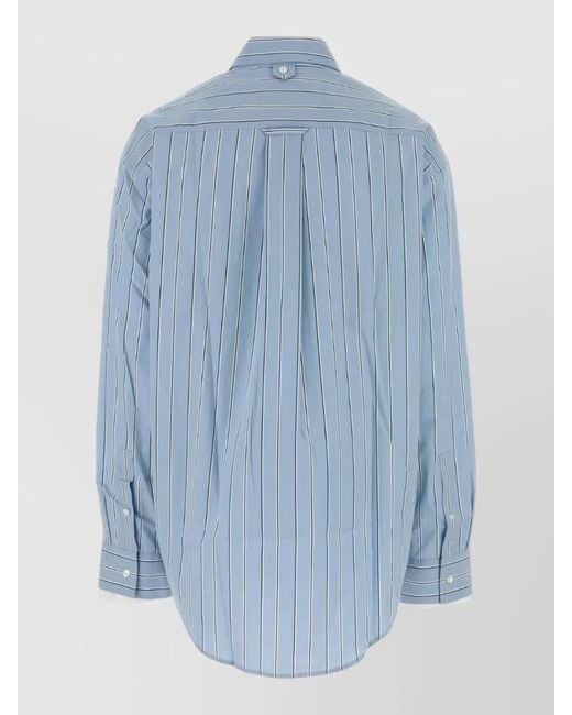 AMI Blue Striped Poplin Shirt Button Down Collar for men