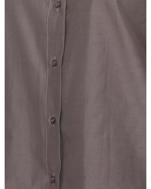 Peserico Gray Cotton Silk Shirt And Wide Leg Trousers