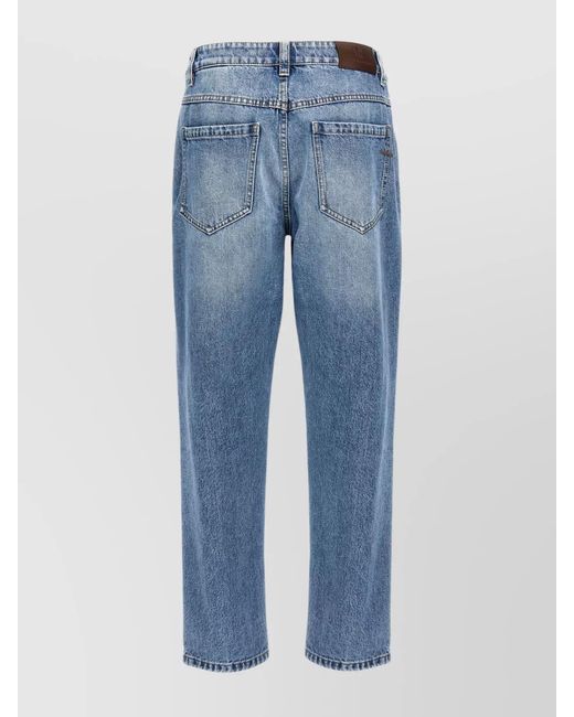 Brunello Cucinelli Blue 'Monile' Faded Denim Jeans With Five Pockets