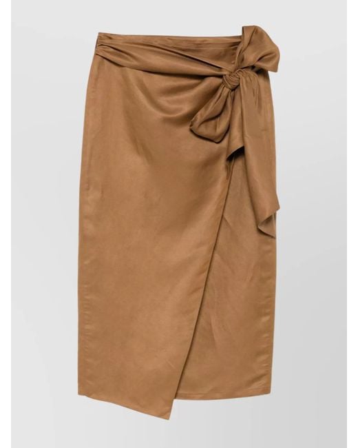 Max Mara Natural Wrap Skirt Midi Bow Detail