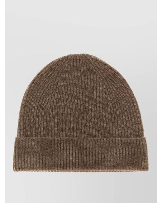 Ballantyne Brown Ribbed Cashmere Beanie for men