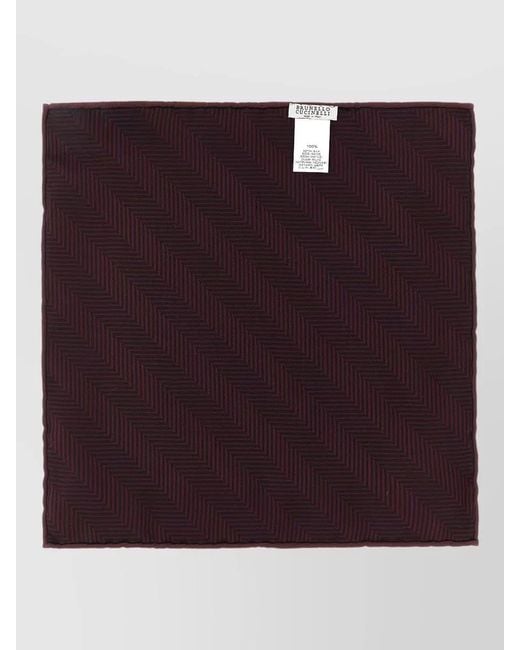 Brunello Cucinelli Purple Chevron Jacquard Silk Pocket Square for men