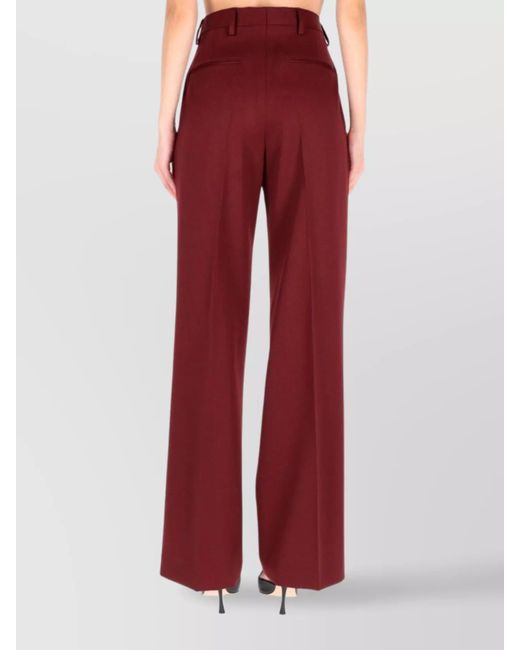 Dries Van Noten Red Wool Wide-Leg Trousers
