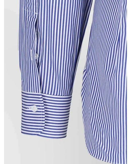 Barba Napoli Blue Casual Shirt Long Sleeves Striped Pattern for men